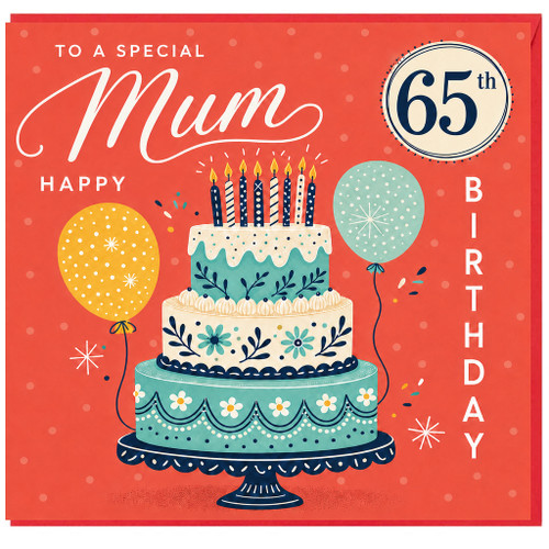 65th Birthday Card for Mum, Happy Birthday Mum Card