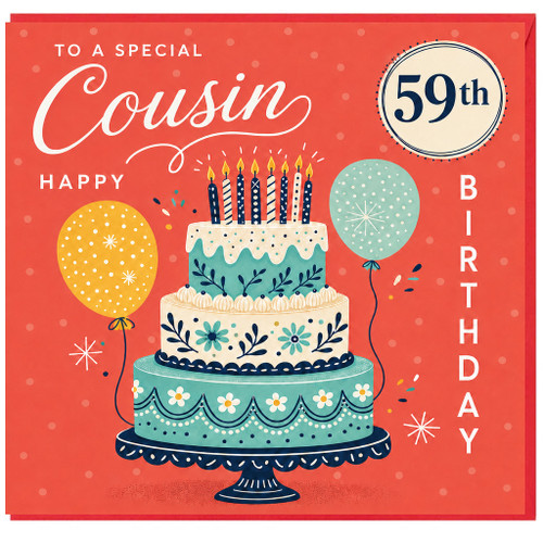 59th Birthday Card for Cousin, Happy Birthday Cousin Card