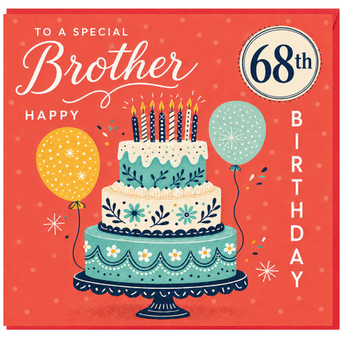 68th Birthday Card for Brother, Happy Birthday Brother Card