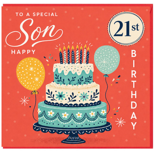 Son 21st Birthday Card, Special Son Happy 21st Birthday Celebration Card