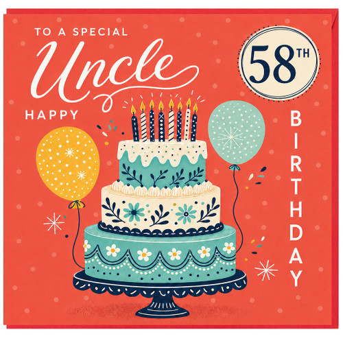 Uncle 58th Birthday Card, Happy Birthday Card for Uncle