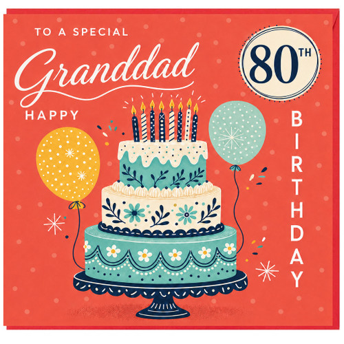 80th Birthday Card for Grandad, To a Special Granddad Happy Birthday Card