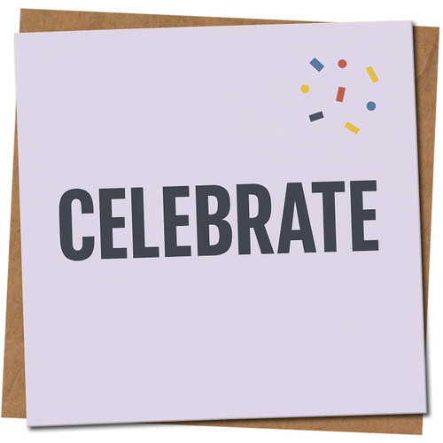 Celebrate Confetti Greeting Card - 145mm x 145mm - Minimal Pastel Design - Congratulations, Birthday, Graduation, New Job, Includes Kraft Envelope