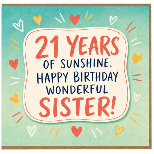 21st Birthday Card for Sister, Happy Birthday Wonderful Sister Card