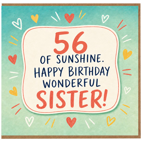 56th Birthday Sister Card, Happy Birthday Wonderful Sister Card