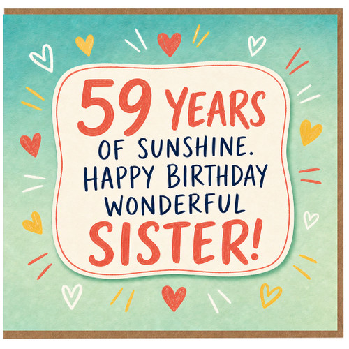 59th Birthday Card for Sister, Happy Birthday Wonderful Sister Card