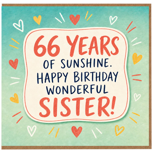 66th Birthday Sister Card, Happy Birthday Wonderful Sister