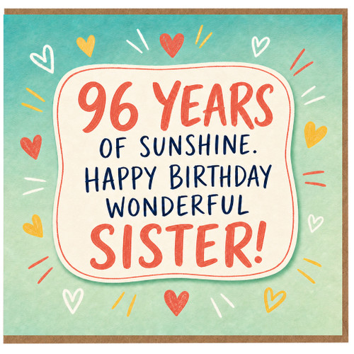 96th Birthday Card for Sister, Happy Birthday Wonderful Sister Card