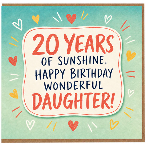 20th Birthday Daughter Card, 20 Years of Sunshine Happy Birthday Wonderful Daughter