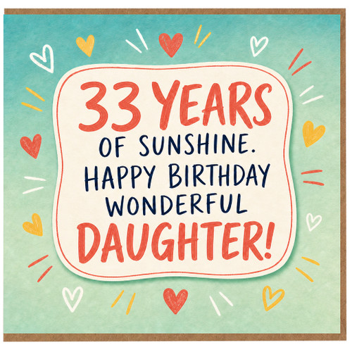 33rd Birthday Card for Daughter, Happy Birthday Wonderful Daughter