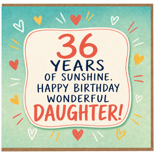 36th Birthday Card for Daughter, Happy Birthday Wonderful Daughter Card
