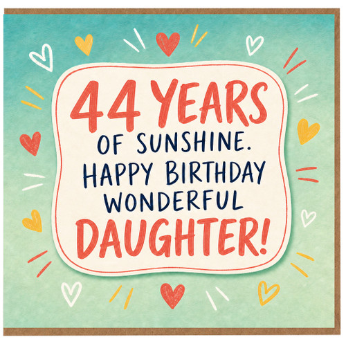 44th Birthday Card for Daughter, 44 Years of Sunshine Happy Birthday Card