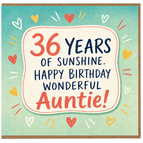 36th Birthday Card for Auntie, Wonderful Auntie Birthday Card