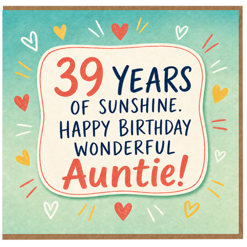 39th Birthday Card for Auntie, Happy Birthday Wonderful Auntie Card