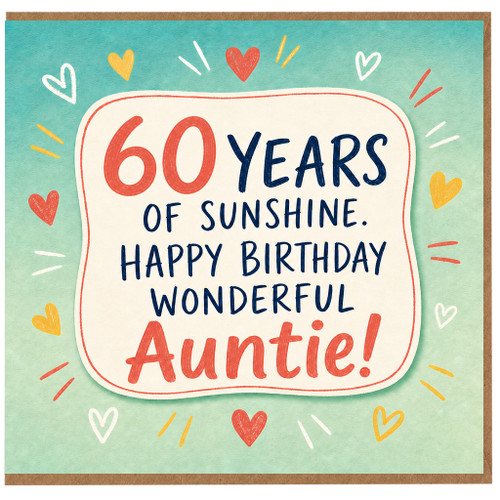 60th Birthday Card for Auntie, Happy Birthday Wonderful Auntie Card