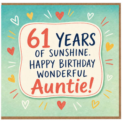 61st Birthday Auntie Card, Happy Birthday Wonderful Auntie Card