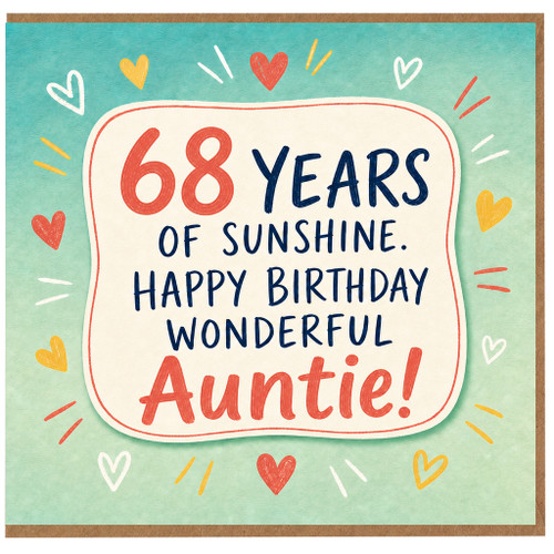 68th Birthday Card for Auntie, Happy Birthday Wonderful Auntie Card