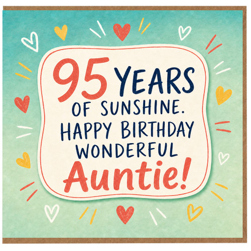 95th Birthday Auntie Card, 95 Years of Sunshine Happy Birthday Wonderful Auntie Card