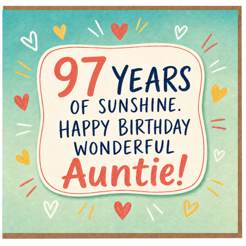 97th Birthday Auntie Card, Happy Birthday Wonderful Auntie Card
