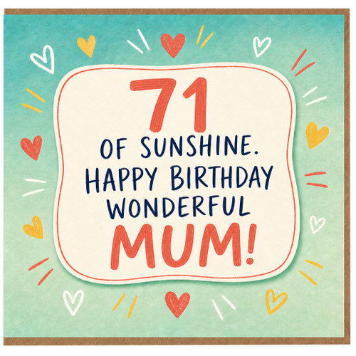 71st Birthday Card for Mum, Wonderful Mum Birthday Card