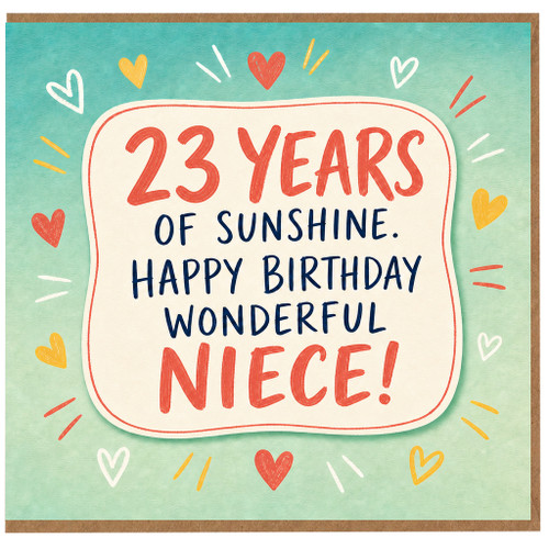 23rd Birthday Card for Niece, 23 Years of Sunshine Happy Birthday Wonderful Niece Card
