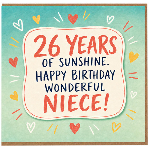 26th Birthday Card for Niece, Happy Birthday Wonderful Niece Card