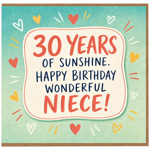 30th Birthday Card for Niece, 30 Years of Sunshine Happy Birthday Wonderful Niece Card