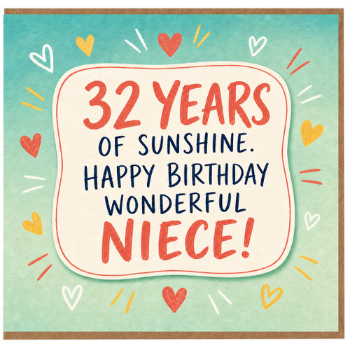 32nd Birthday Card for Niece, Happy Birthday Wonderful Niece