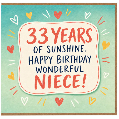 33rd Birthday Card for Niece