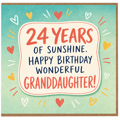 Granddaughter 24th Birthday Card, 24 Years of Sunshine Happy Birthday Wonderful Granddaughter