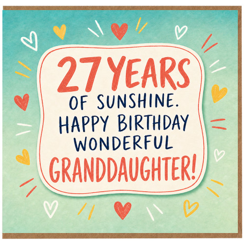 Granddaughter Birthday Card, 27 Years of Sunshine Happy Birthday Wonderful Granddaughter Card