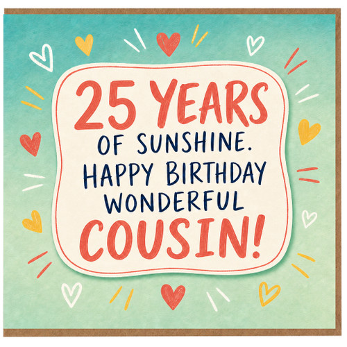 25th Birthday Card for Cousin, Happy Birthday Wonderful Cousin Card