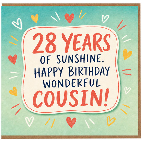 28th Birthday Card for Cousin, Happy Birthday Wonderful Cousin
