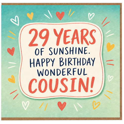 29th Birthday Card for Cousin, Happy Birthday Wonderful Cousin Card
