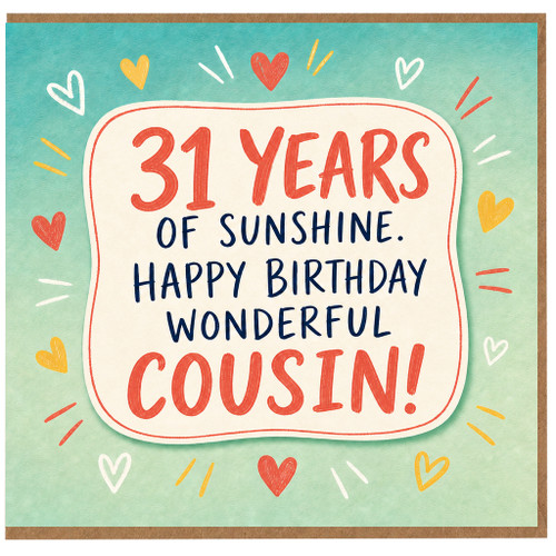 31st Birthday Card for Cousin, Happy Birthday Wonderful Cousin Card