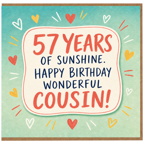 57th Birthday Card for Cousin, Happy Birthday Wonderful Cousin Card