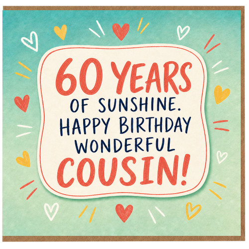 60th Birthday Cousin Card, Wonderful Cousin Happy Birthday Card