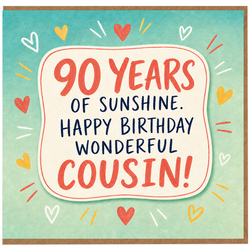 90th Birthday Card for Cousin, Happy Birthday Wonderful Cousin Card