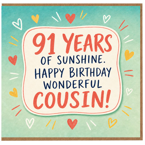 91st Birthday Cousin Card, Happy Birthday Wonderful Cousin