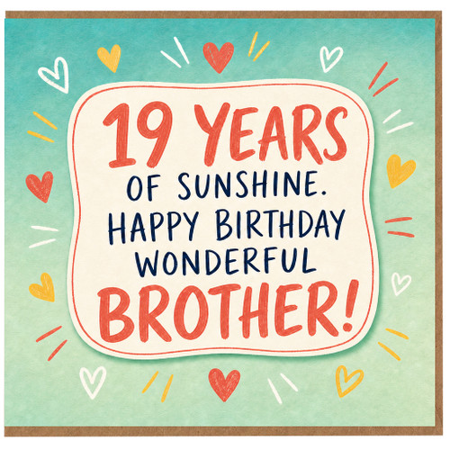 19th Birthday Card for Brother, Wonderful Brother Birthday Card, 19 Years of Sunshine