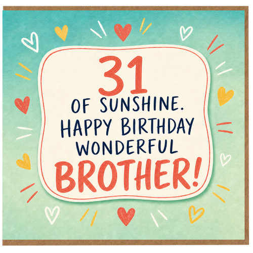 31st Birthday Brother Card, Happy Birthday Wonderful Brother 31 of Sunshine
