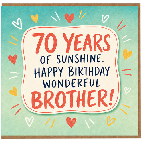 70th Birthday Card for Brother, Happy Birthday Wonderful Brother Card