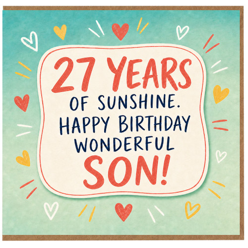 27th Birthday Card for Son, 27 Years of Sunshine Happy Birthday Wonderful Son Card