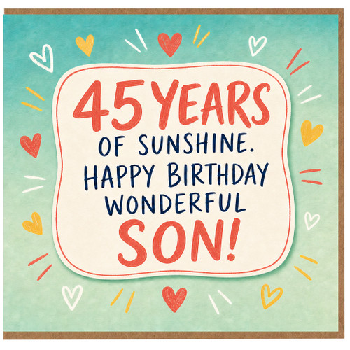 45th Birthday Card for Son, Happy Birthday Wonderful Son Card