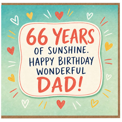 66th Birthday Card for Dad, Happy 66 Years of Sunshine Dad Card