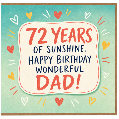 72nd Birthday Card for Dad - Happy Birthday Wonderful Dad Card