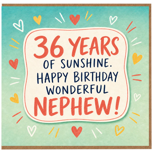 36th Birthday Card for Nephew, Happy Birthday Wonderful Nephew Card