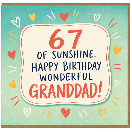 67th Birthday Card for Grandad, Wonderful Granddad Birthday Card