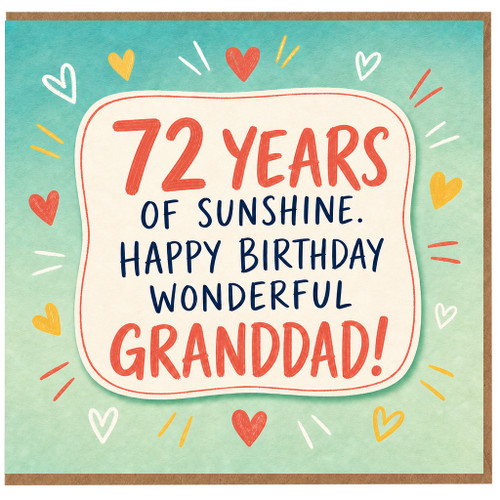 72nd Birthday Card for Grandad - Happy Birthday Wonderful Granddad