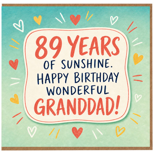 Granddad 89th Birthday Card, Wonderful Grandad Birthday Card